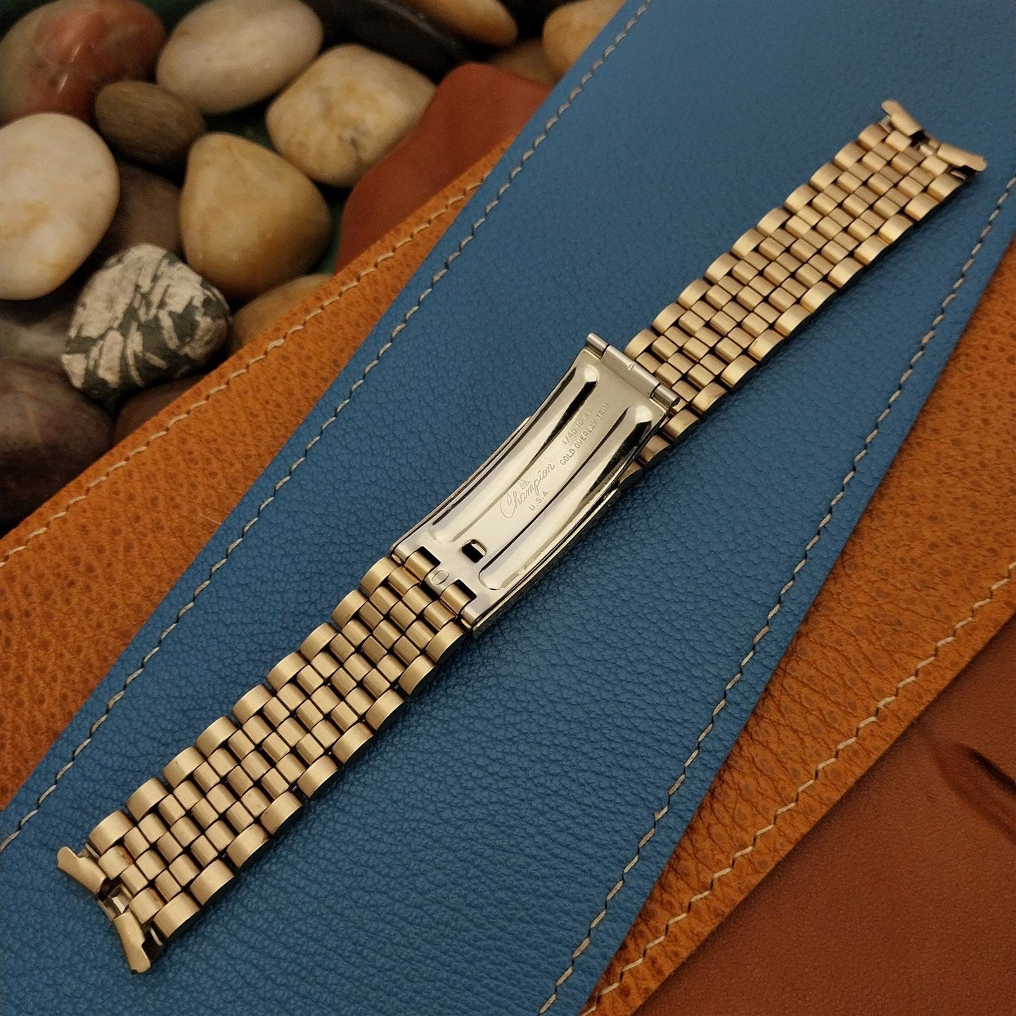 17.2mm 10K Gold-Filled JB Champion Brick Link nos Vintage Watch Band