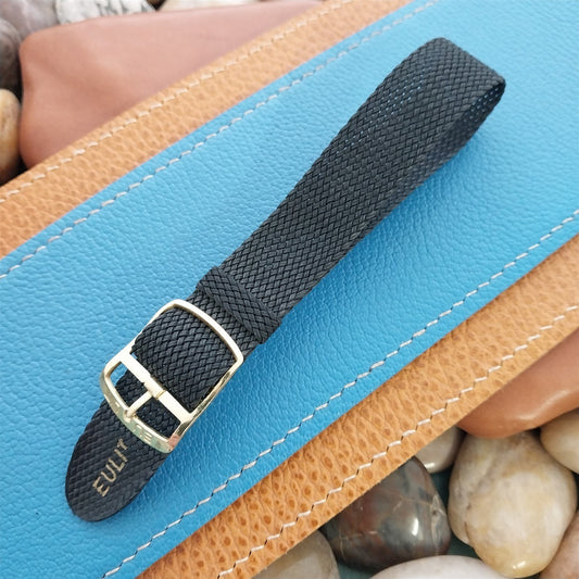 18mm Black Perlon Mesh Watch Strap nos Unused 1970s Vintage Watch Strap