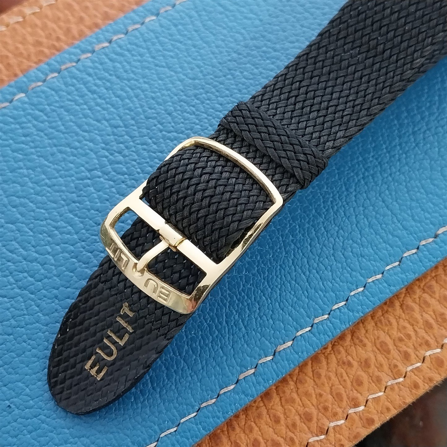 18mm Black Perlon Mesh Watch Strap nos Unused 1970s Vintage Watch Strap