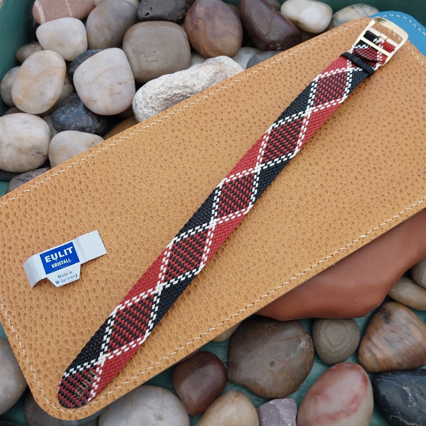 Vintage 18mm Braided Perlon Argyle Classic 1960s Single Pass Unused Watch Strap