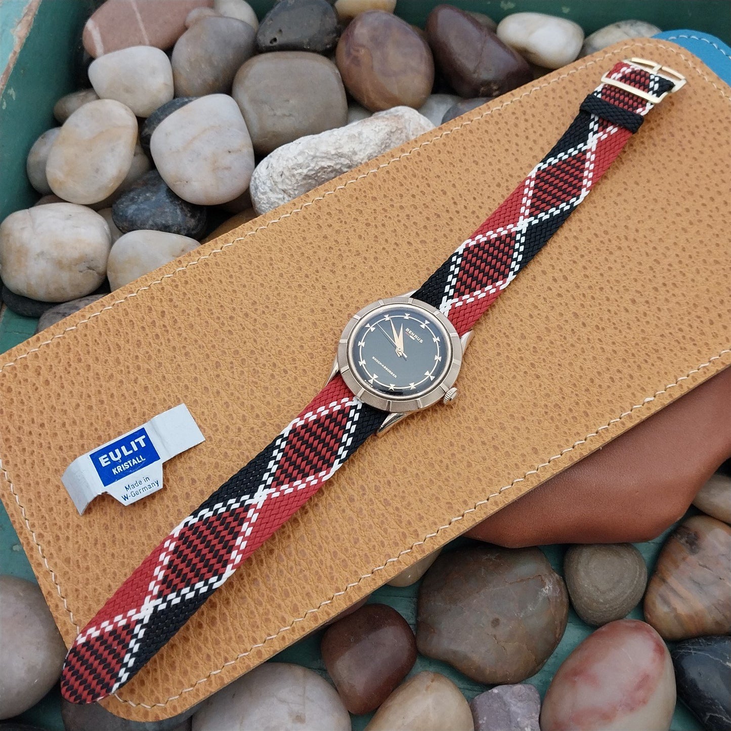 Vintage 18mm Braided Perlon Argyle Classic 1960s Single Pass Unused Watch Strap
