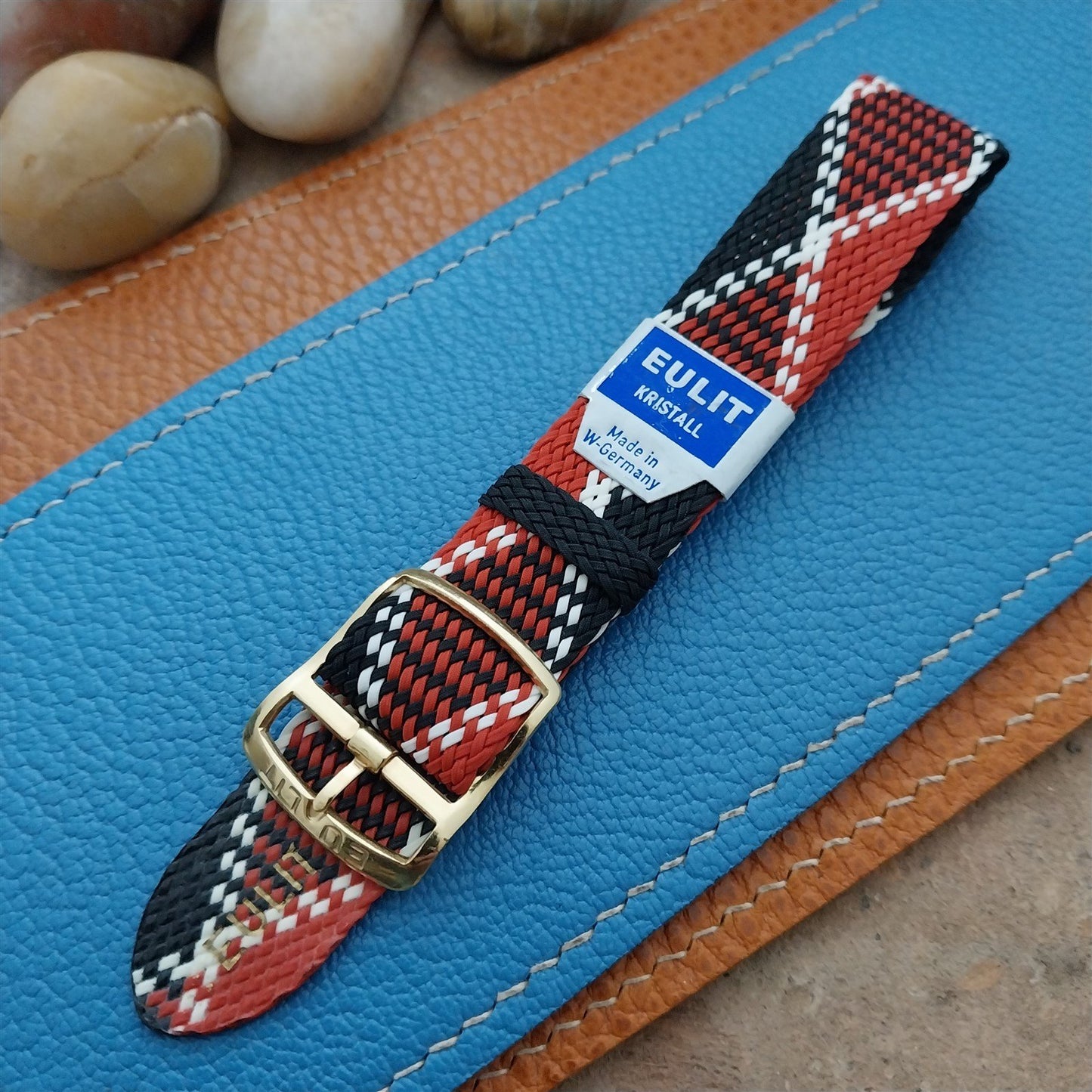 Vintage 18mm Braided Perlon Argyle Classic 1960s Single Pass Unused Watch Strap