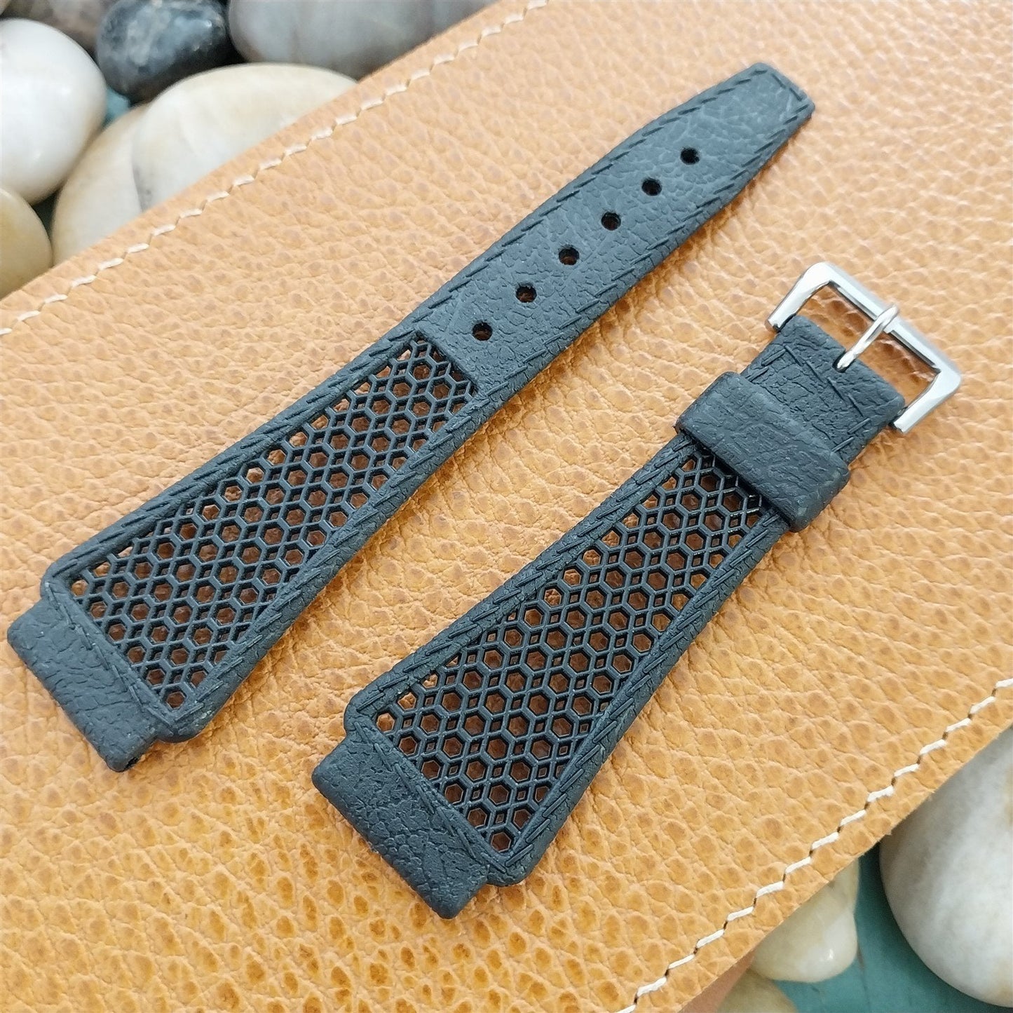 20mm Swiss Divers Strap & Acier Buckle Tropical Unused 1970s Vintage Watch Band