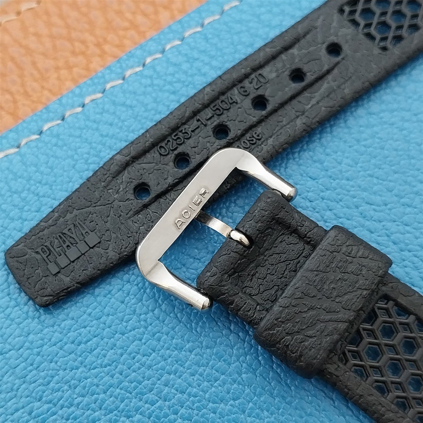 20mm Swiss Divers Strap & Acier Buckle Tropical Unused 1970s Vintage Watch Band