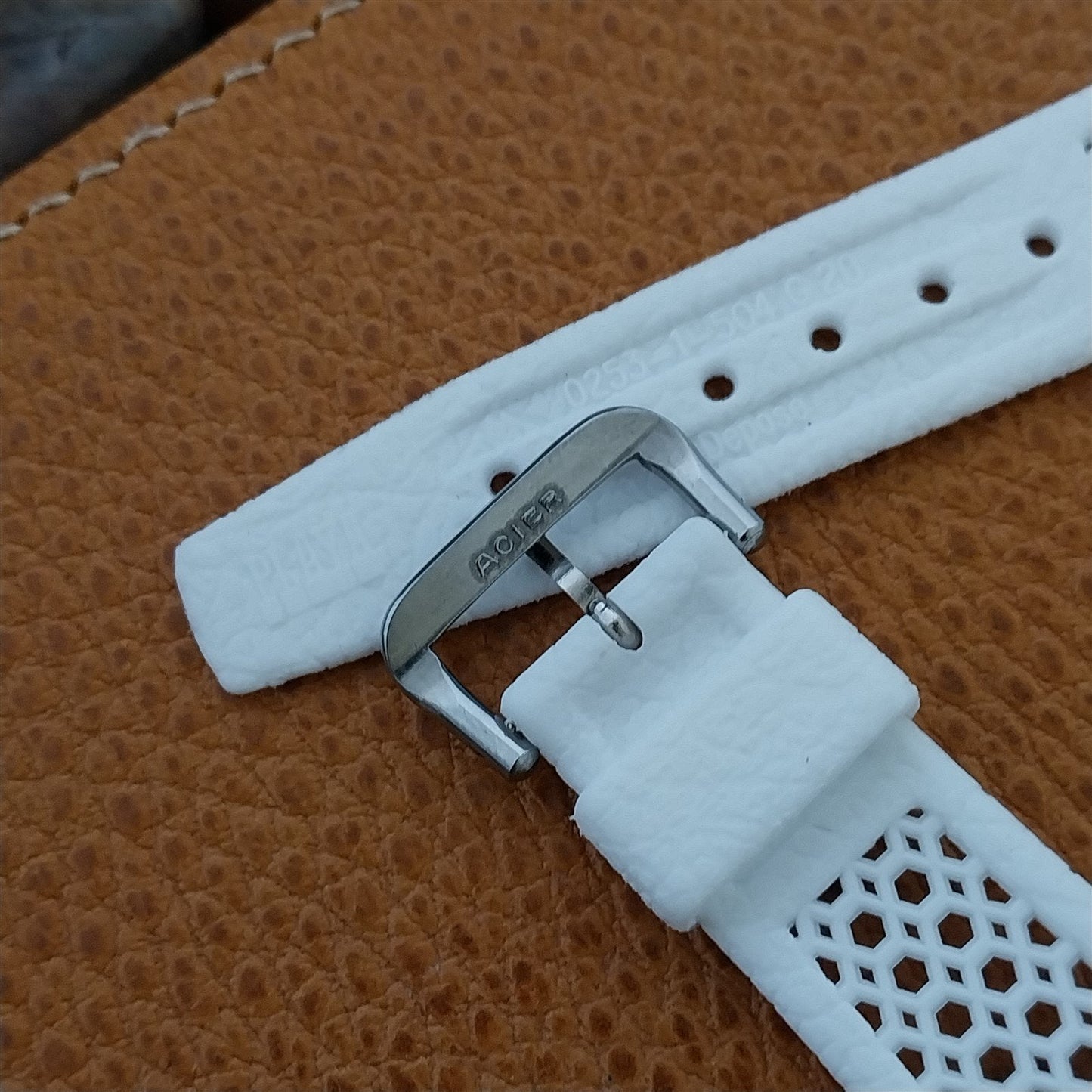 20mm White Diver Strap & Acier Buckle Swiss 1960s-1970s Vintage Watch Band