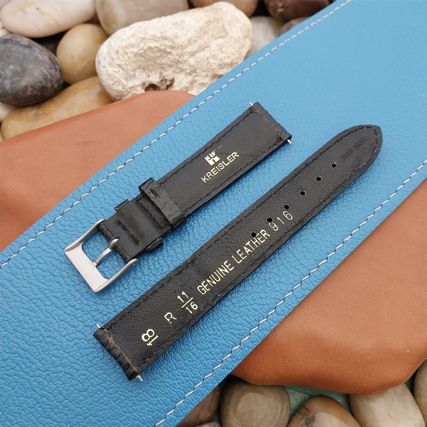11/16" 18mm Genuine Shark Old-Stock Unused Kreisler Black Vintage Watch Band