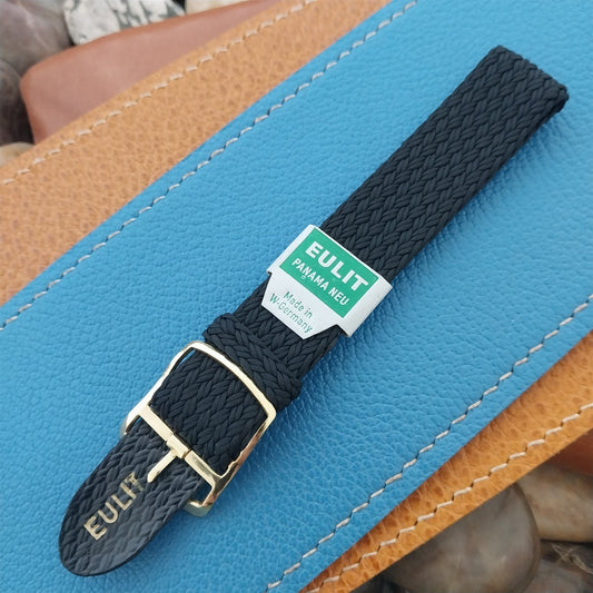 Vintage 18mm Black Perlon Eulit Panama Neu Unused Single Pass 1960s Watch Band