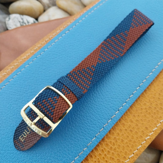 18mm Perlon Melange Blue & Red Argyle Single Pass nos Unused Vintage Watch Band