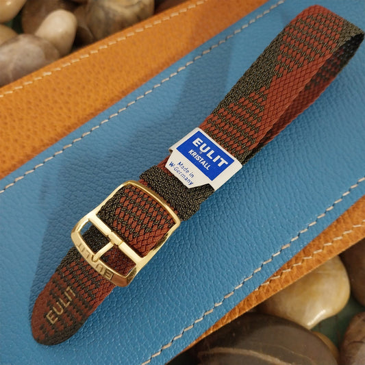 Vintage 18mm Braided Perlon Melange Brown &Red Single Pass NOS 1960s Watch Strap