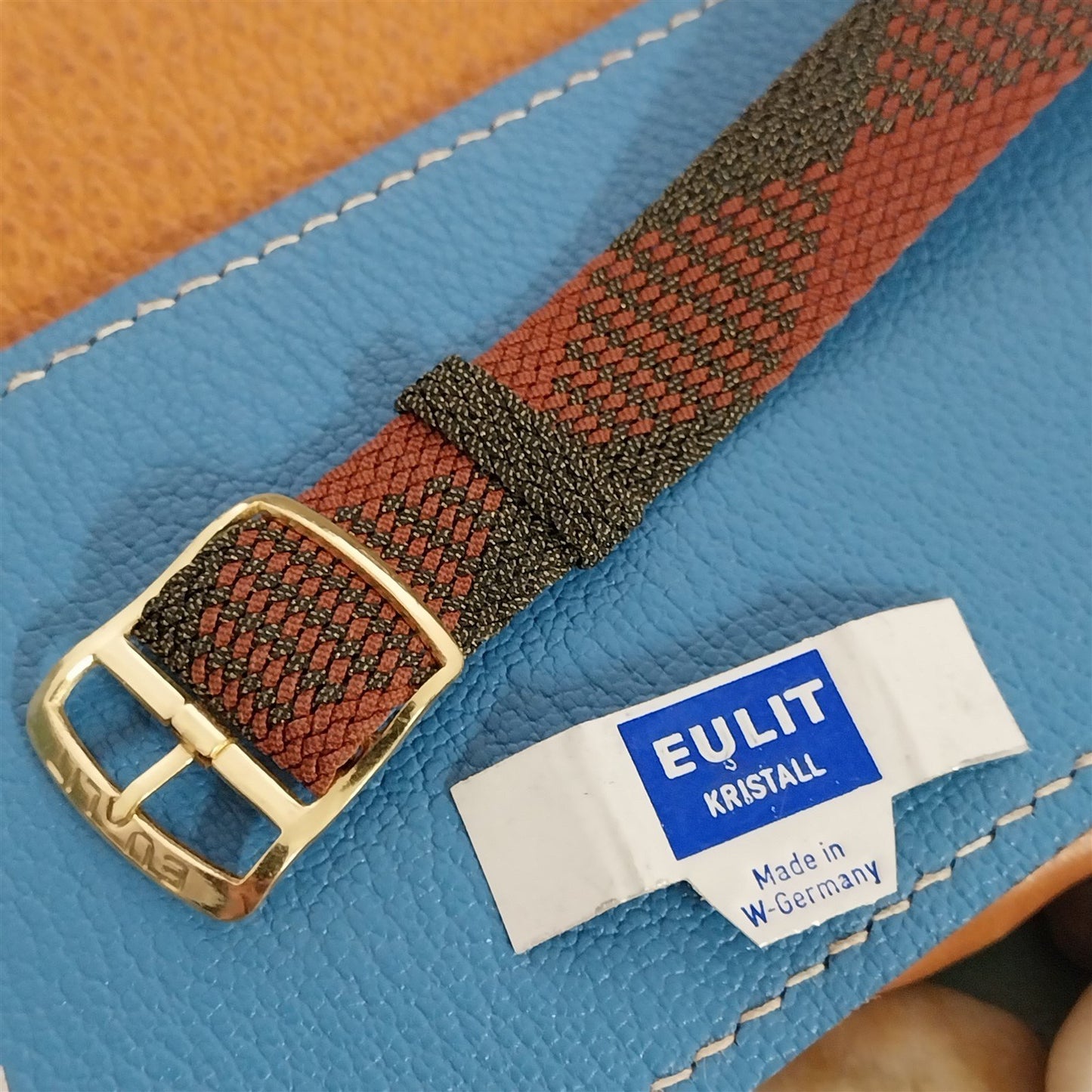 Vintage 18mm Braided Perlon Melange Brown &Red Single Pass NOS 1960s Watch Strap