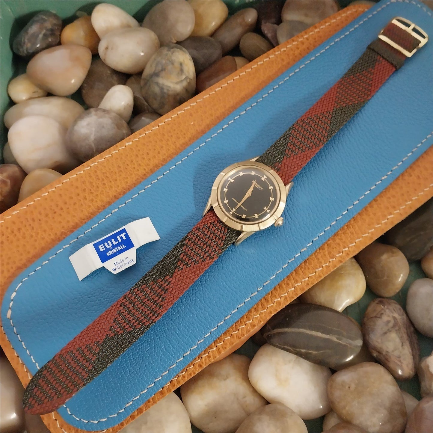 Vintage 18mm Braided Perlon Melange Brown &Red Single Pass NOS 1960s Watch Strap