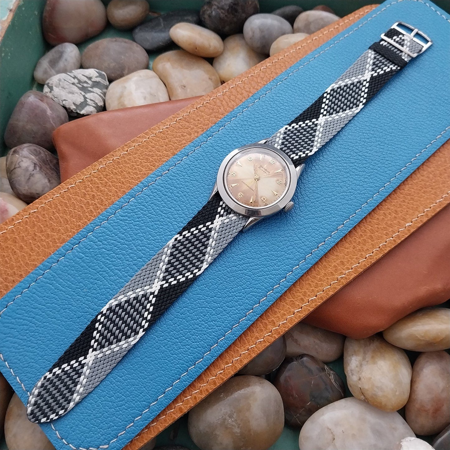 Vintage 18mm Braided Perlon Argyle Eulit Single Pass Unused 1960s Watch Strap