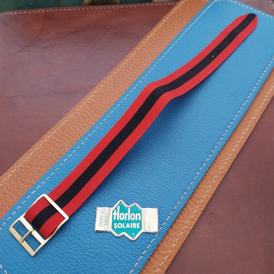 18mm Striped Perlon Reversible Classic Single Pass NOS 1960s Vintage Watch Strap