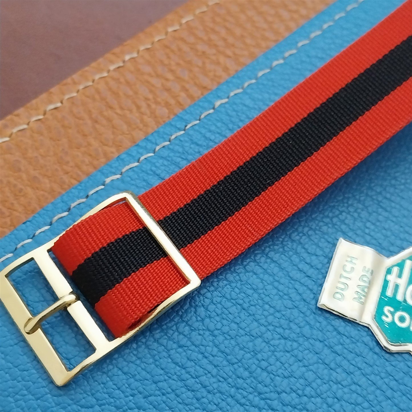 18mm Striped Perlon Reversible Classic Single Pass NOS 1960s Vintage Watch Strap