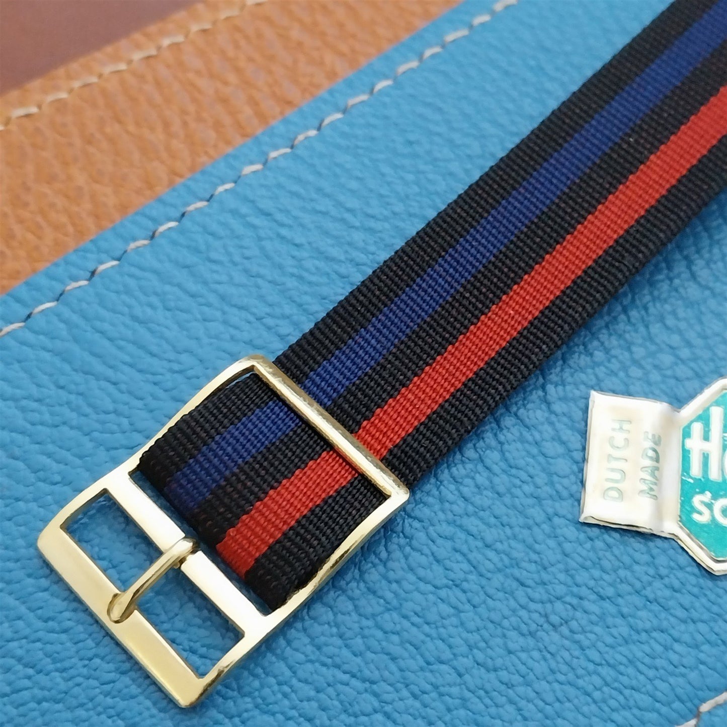 18mm Strpied Perlon 1960s Classic Single Pass Unused NOS Vintage Watch Strap