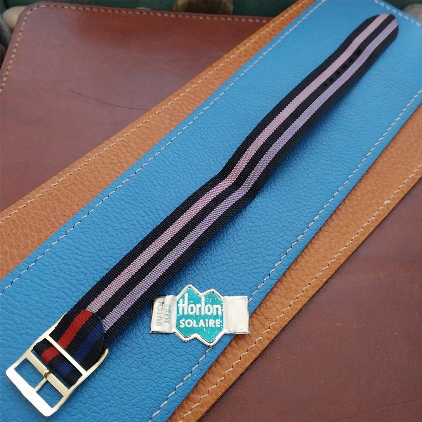 18mm Strpied Perlon 1960s Classic Single Pass Unused NOS Vintage Watch Strap