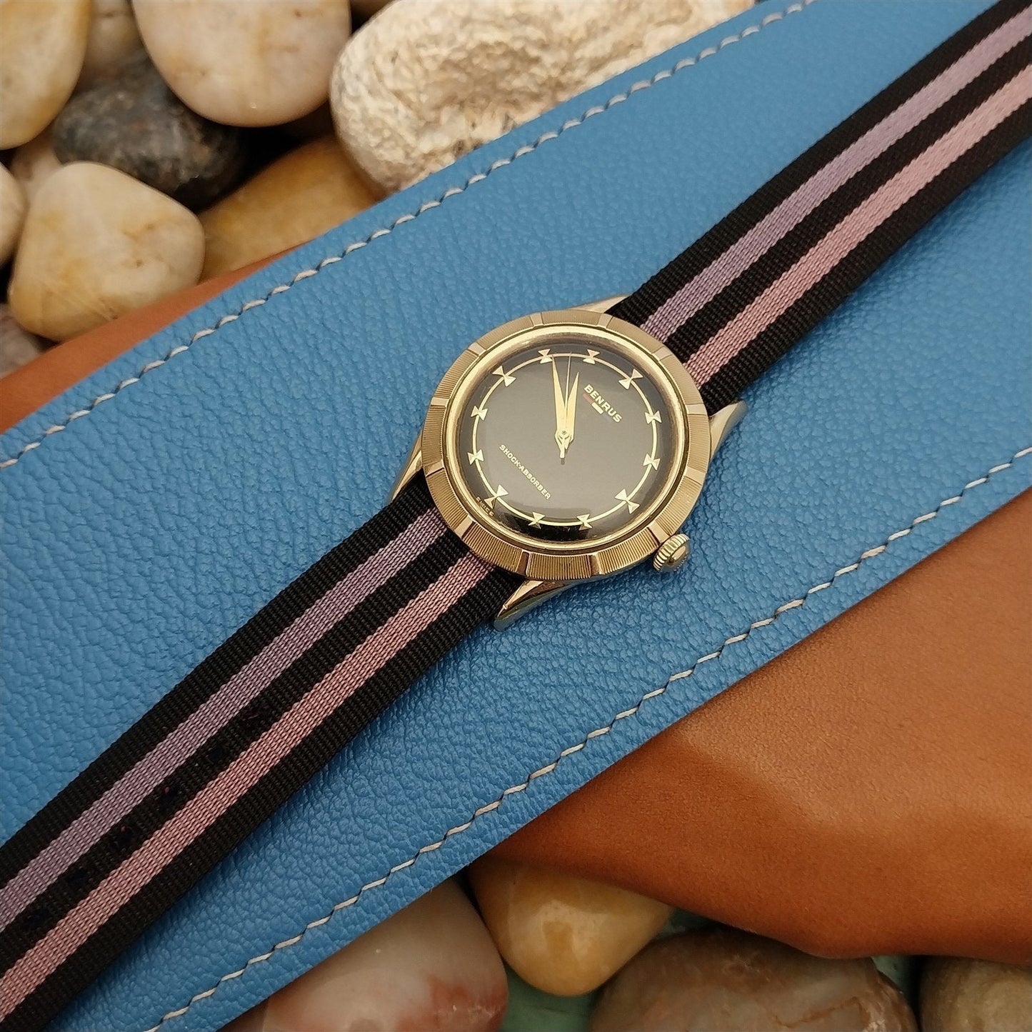 18mm Perlon 1960s Unused Vintage Watch Band Reversible Military Regimental Strap