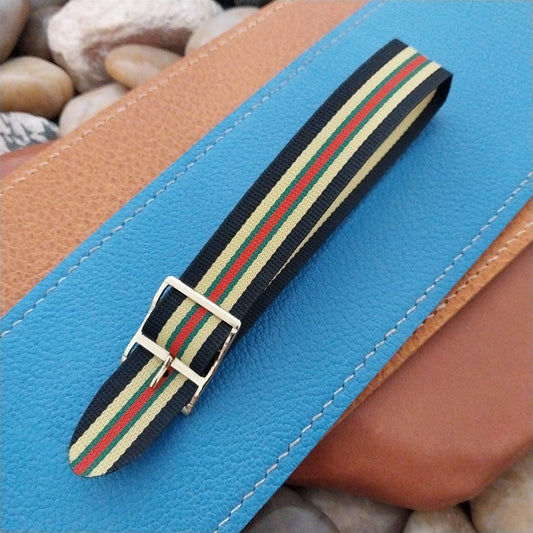 18mm Perlon Nylon Classic Regimental 1960s Unused nos Vintage Watch Band