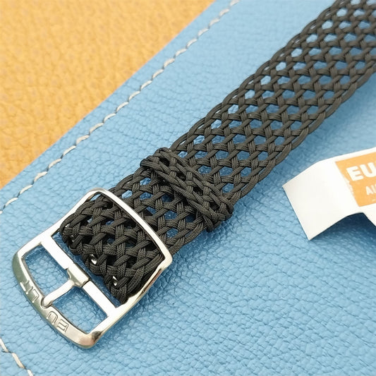 18mm Black Braided Perlon Mesh Eulit Air-Look Unused 1960s Vintage Watch Band
