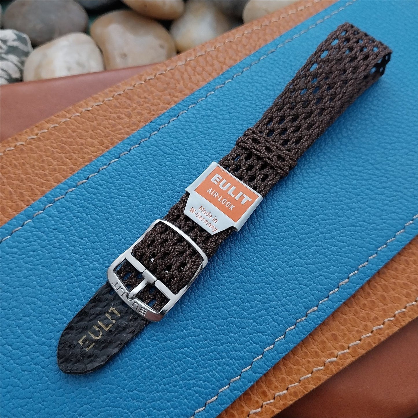 Vintage 16mm Eulit Perlon Air-Look Brown Classic Single Pass Unused Watch Band