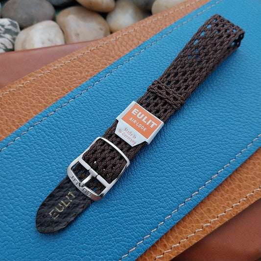 Vintage 16mm Eulit Perlon Air-Look Brown Classic Single Pass Unused Watch Band
