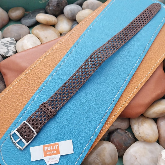 Vintage 16mm Eulit Perlon Air-Look Brown Classic Single Pass Unused Watch Band