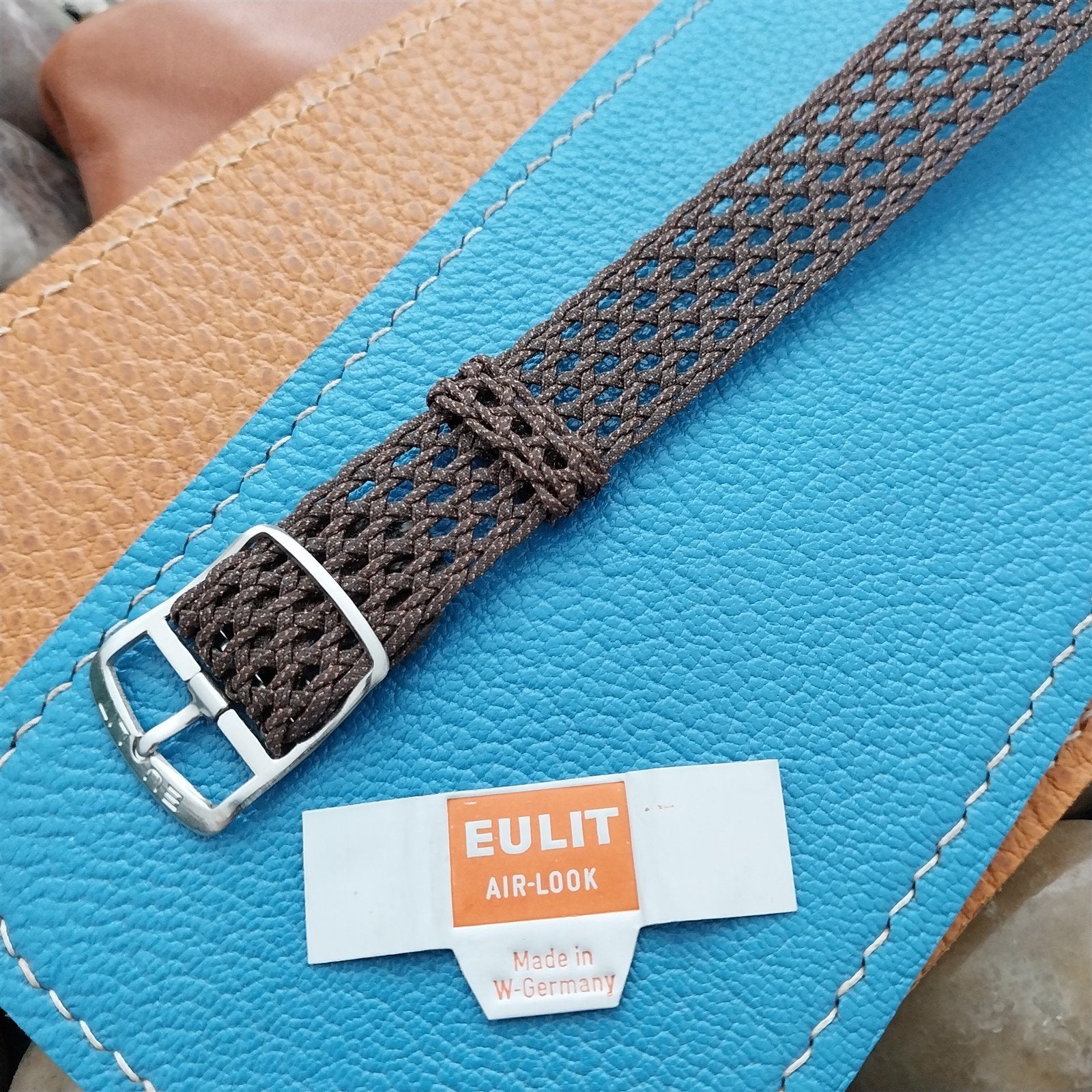 Vintage 16mm Eulit Perlon Air-Look Brown Classic Single Pass Unused Watch Band
