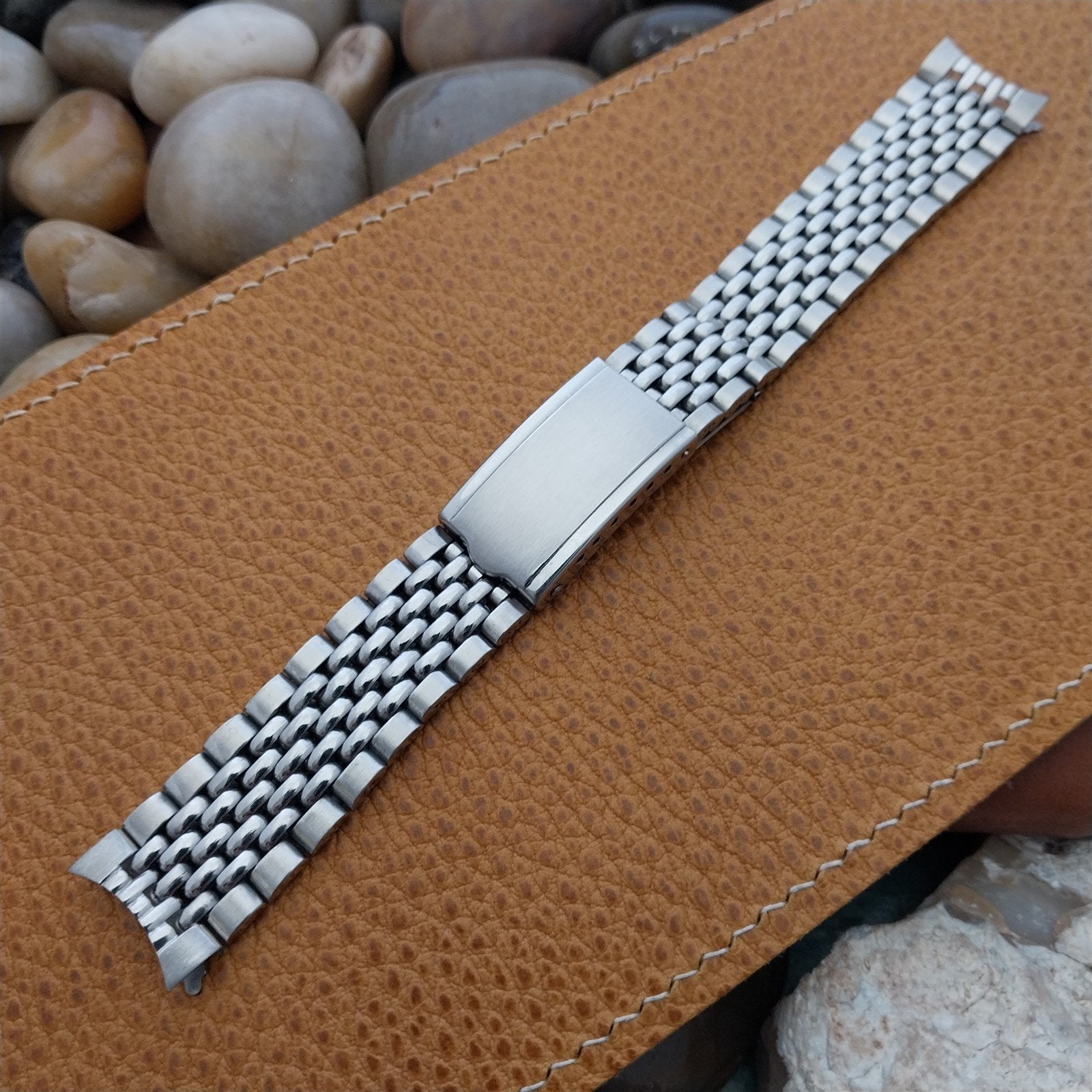 Vintage 18mm Stainless Steel Beads of Rice nos Classic 1960s Watch Band