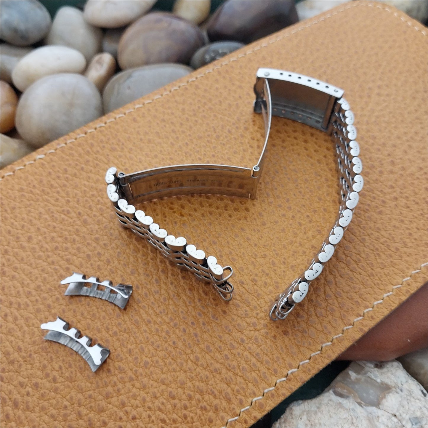 Vintage 18mm Stainless Steel Beads of Rice nos Classic 1960s Watch Band