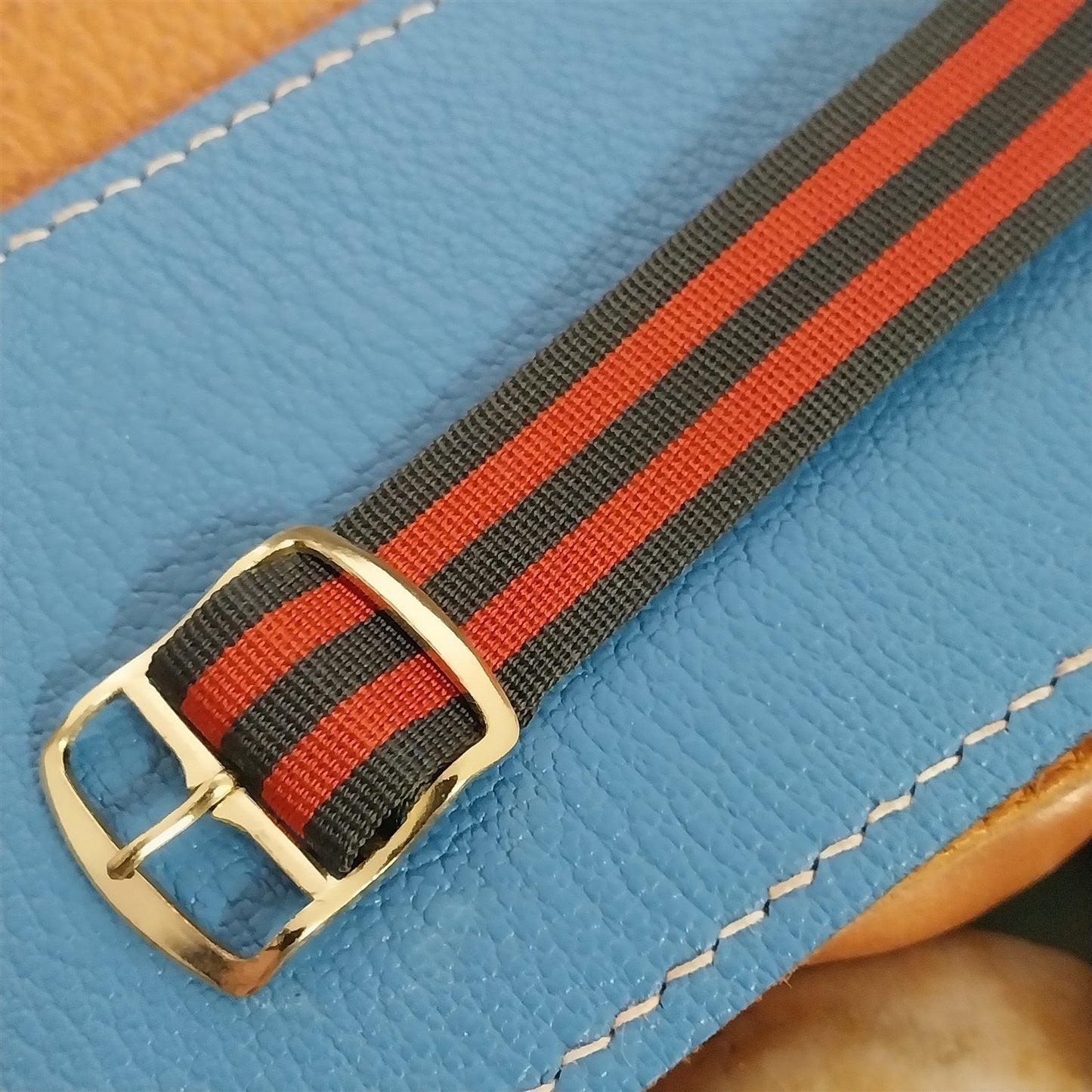 Vintage 18mm Striped Perlon Classic 1960s Single Pass Unused Watch Band