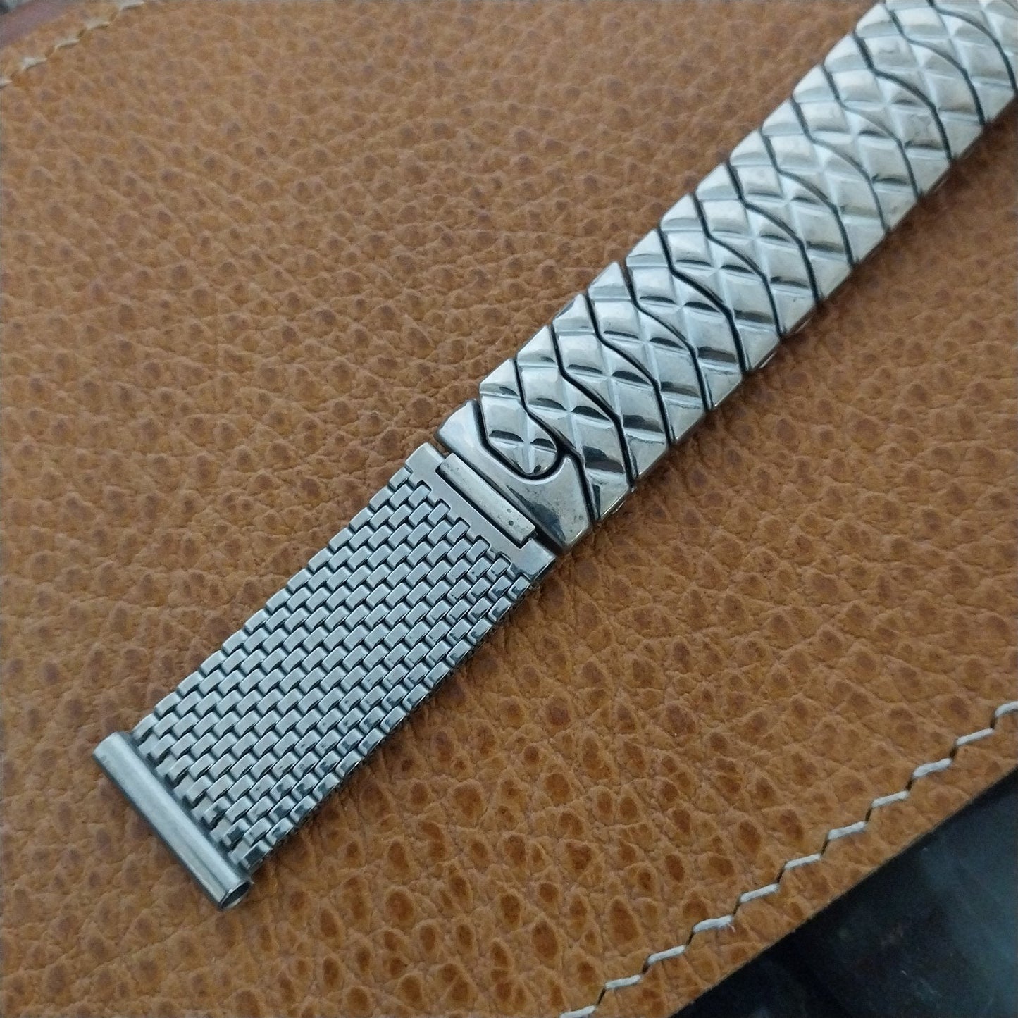 5/8" 1951 12k White Gold-Filled Mesh Classic Stretch Vintage Watch Band Nanasi