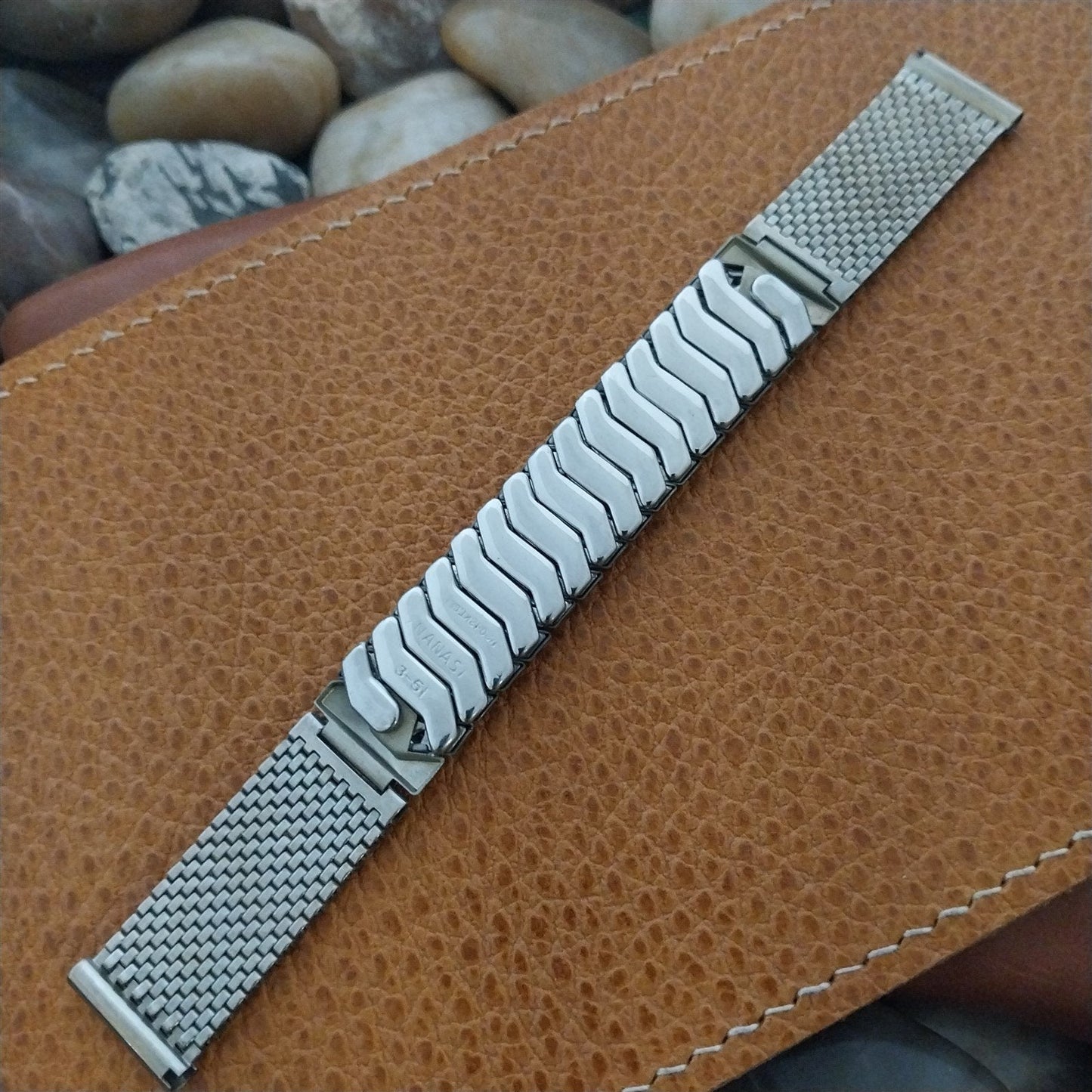 5/8" 1951 12k White Gold-Filled Mesh Classic Stretch Vintage Watch Band Nanasi