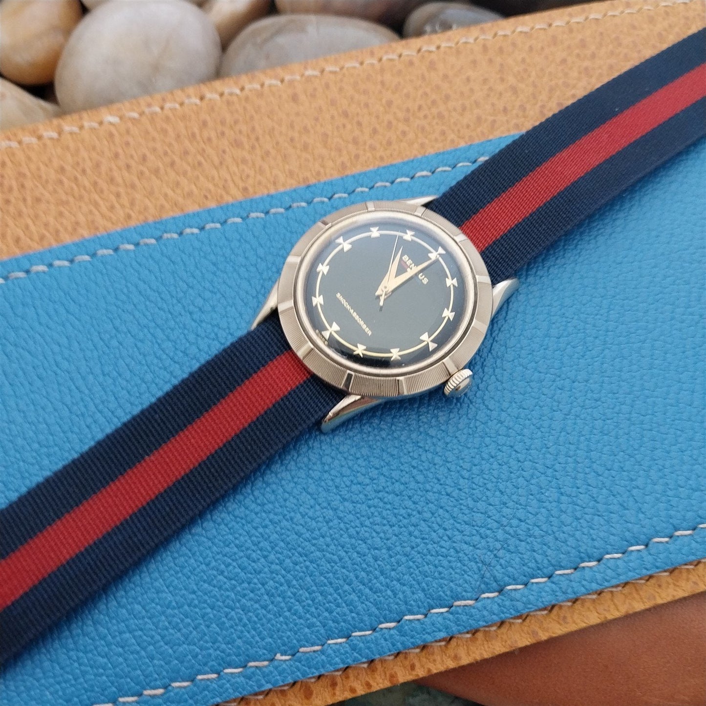 18mm Perlon Striped Reversible Regimental Classic 1960s Vintage Watch Band