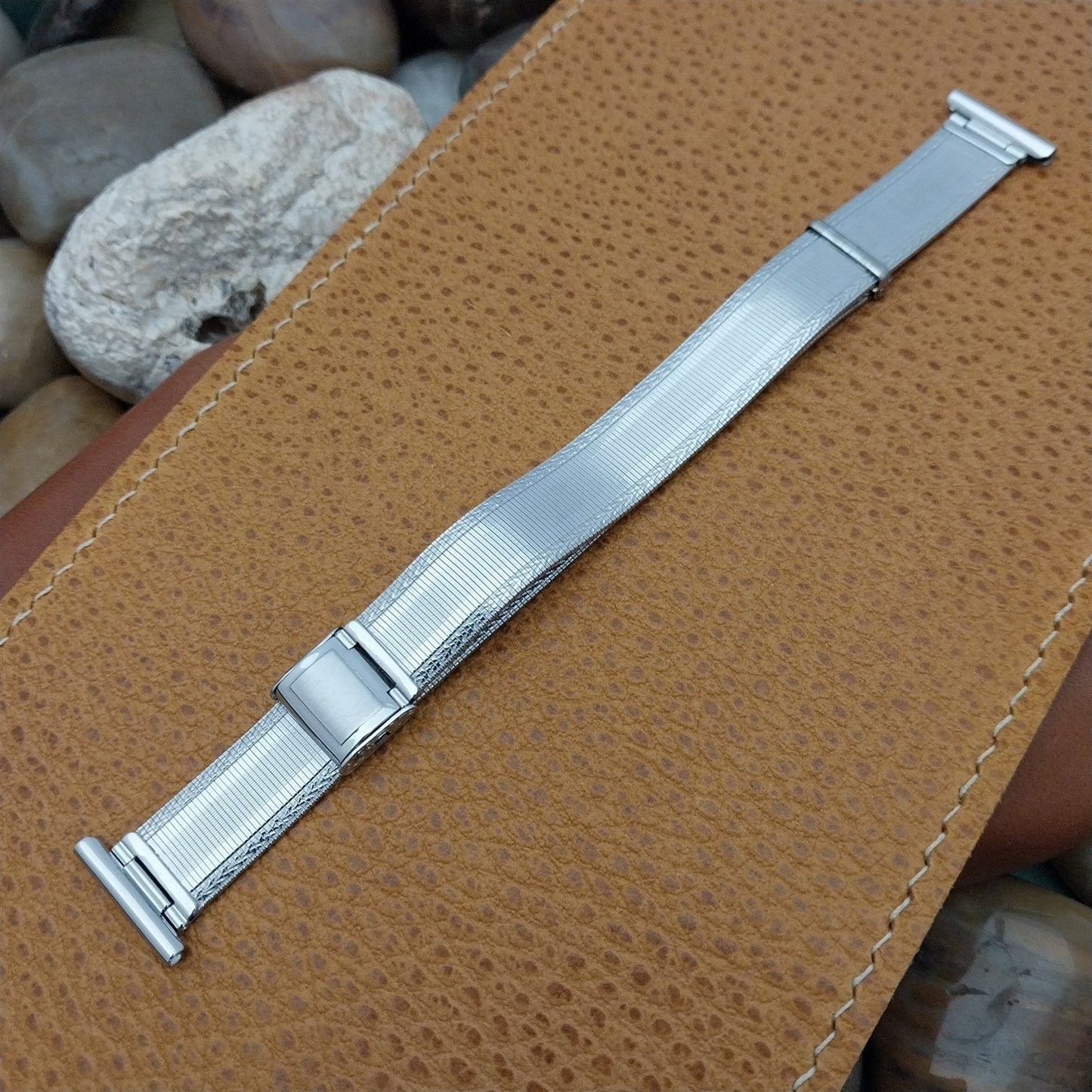 1940s 17mm 16mm Stainless Steel Unused Sliding Clasp Duplofix Vintage Watch Band
