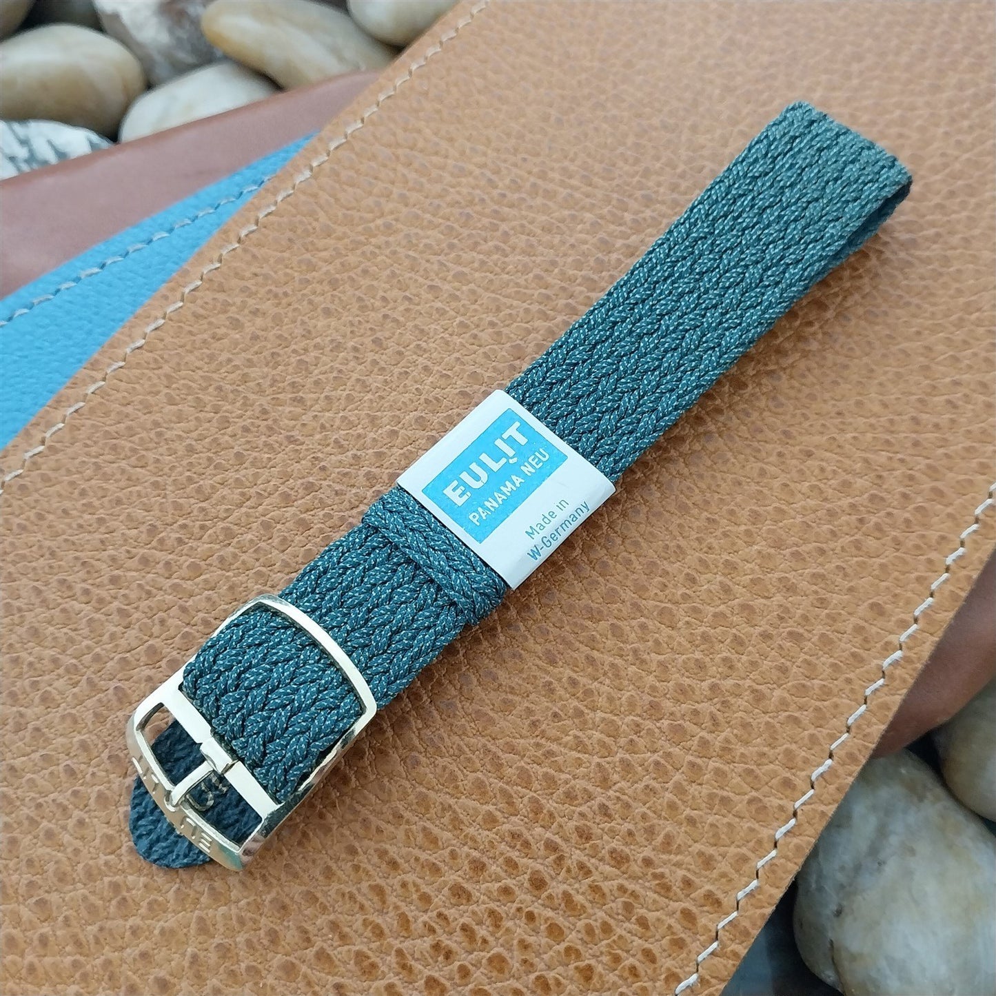 Vintage 18mm Braided Perlon Green Melange Eulit Panama Neu Unused Watch Band