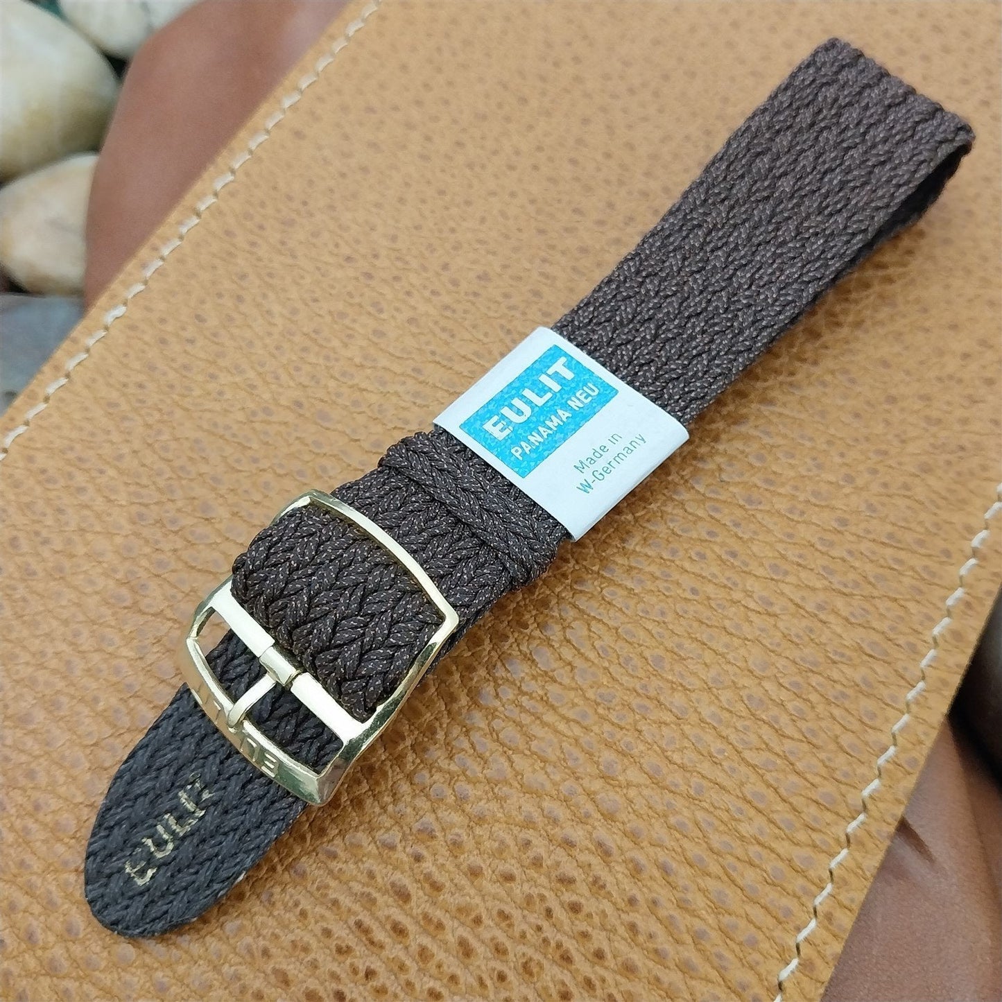 20mm Braided Perlon Melange Brown & Copper Eulit 1960s Unused Vintage Watch Band