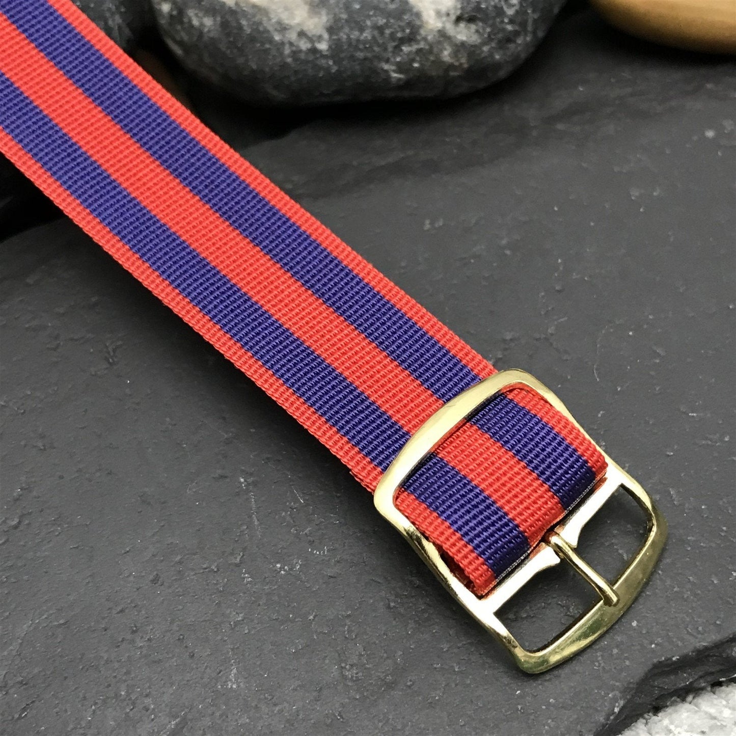 18mm Perlon Military Regimental Diver Red & Blue nos 1960s Vintage Watch Band