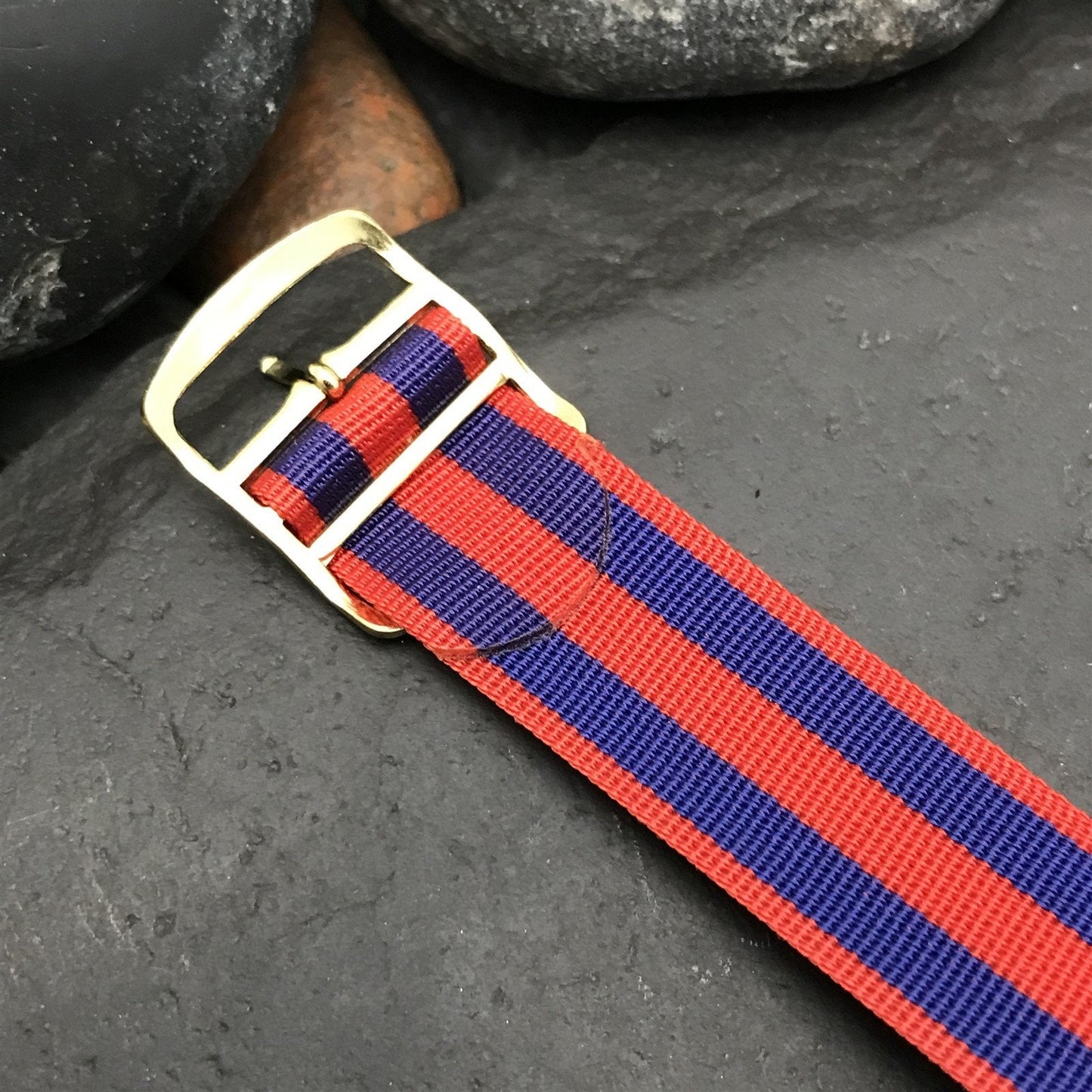 18mm Perlon Military Regimental Diver Red & Blue nos 1960s Vintage Watch Band