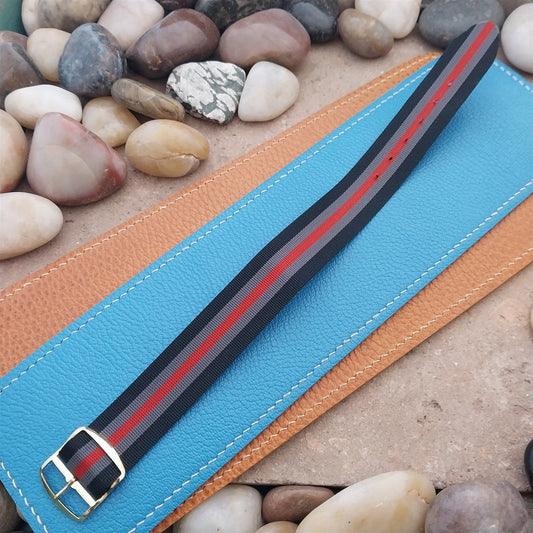 Vintage 20mm Striped Perlon Unused Unused 1960s Classic Single Pass Watch Band