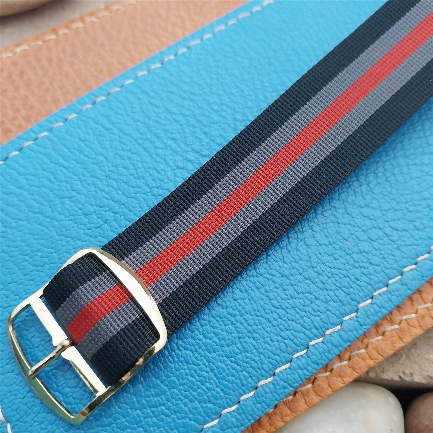Vintage 20mm Striped Perlon Unused Unused 1960s Classic Single Pass Watch Band