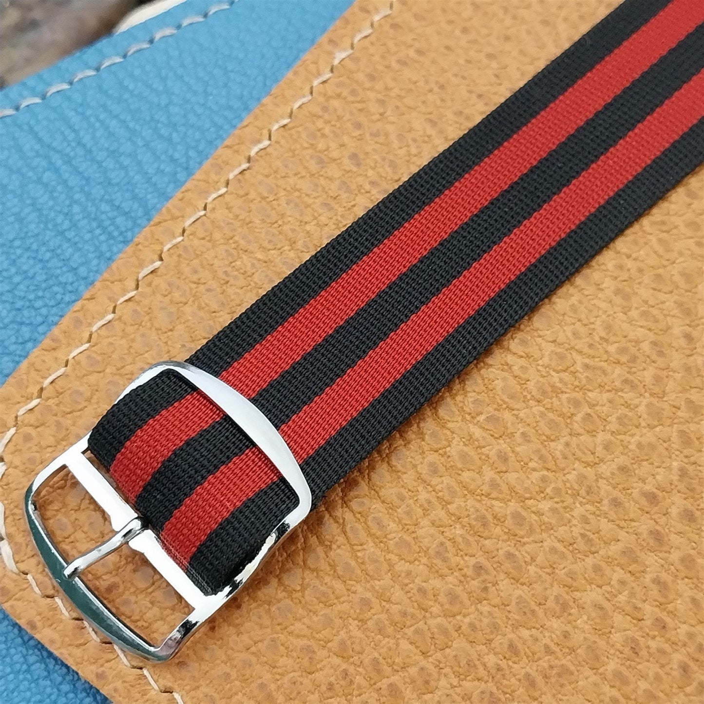 Perlon 20mm Diver Strap Black&Red Stripe 1-Piece 1960s Unused Vintage Watch Band