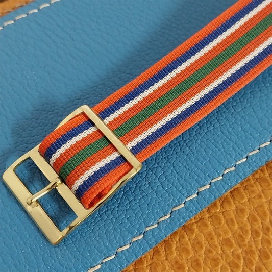 Classic 18mm Striped Perlon Reversible Unused 1960s-1970s nos Vintage Watch Band