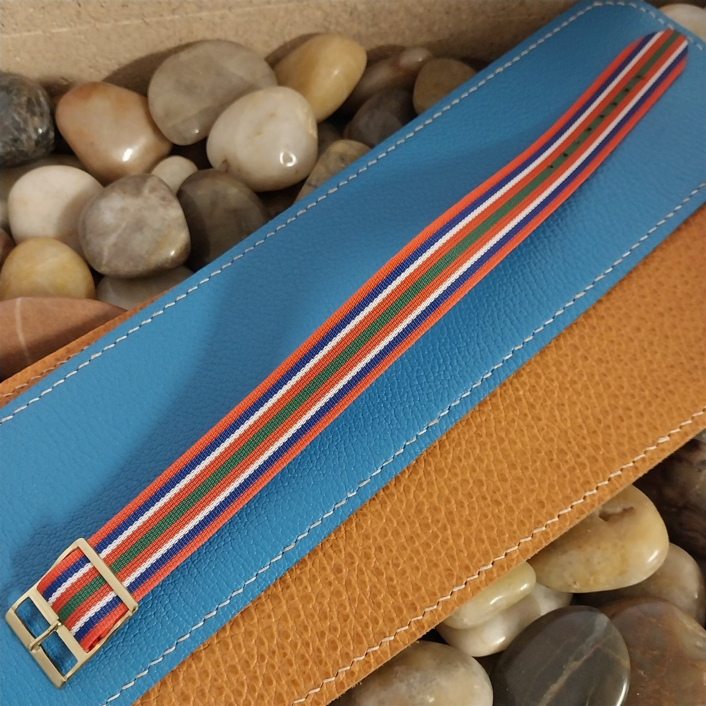 Classic 18mm Striped Perlon Reversible Unused 1960s-1970s nos Vintage Watch Band
