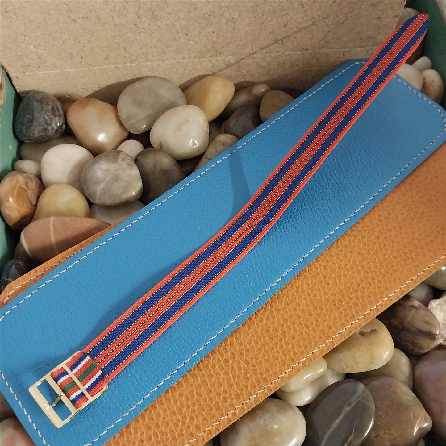 Classic 18mm Striped Perlon Reversible Unused 1960s-1970s nos Vintage Watch Band