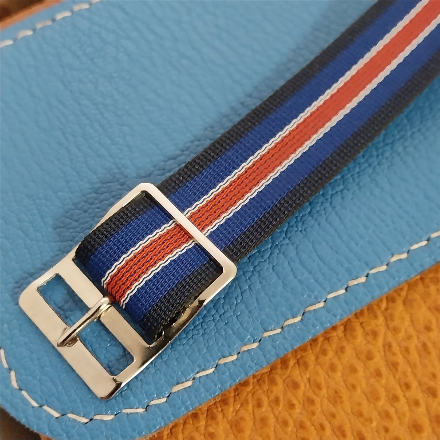 18mm Reversible Perlon Striped Classic One-Piece Unused 1960s Vintage Watch Band