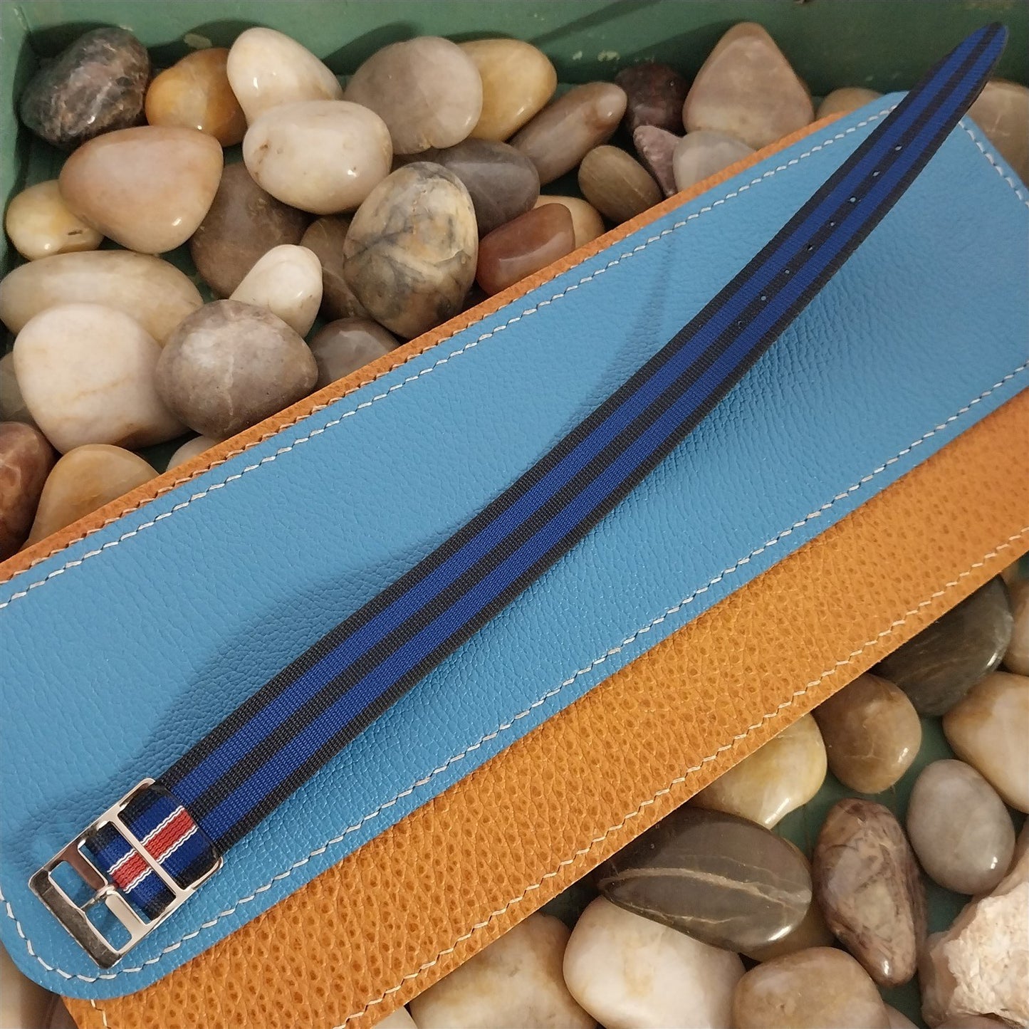 18mm Reversible Perlon Striped Classic One-Piece Unused 1960s Vintage Watch Band