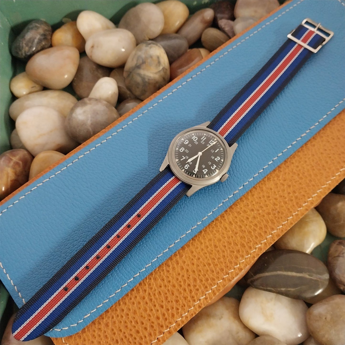 18mm Reversible Perlon Striped Classic One-Piece Unused 1960s Vintage Watch Band