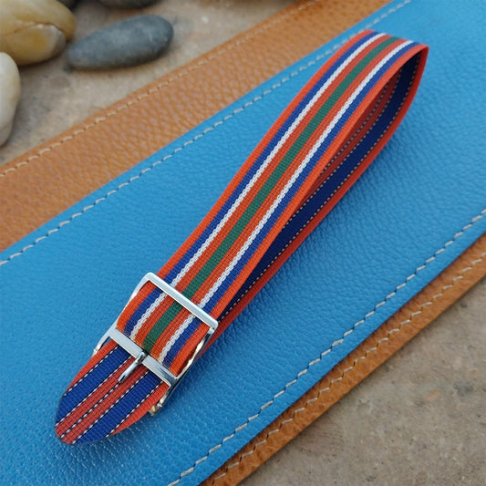 Vintage 18mm Reversible Striped Perlon Unused 1960s Single Pass Watch Band