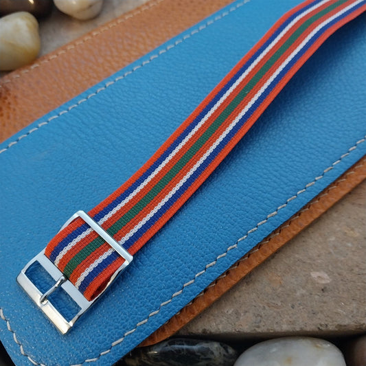 Vintage 18mm Reversible Striped Perlon Unused 1960s Single Pass Watch Band