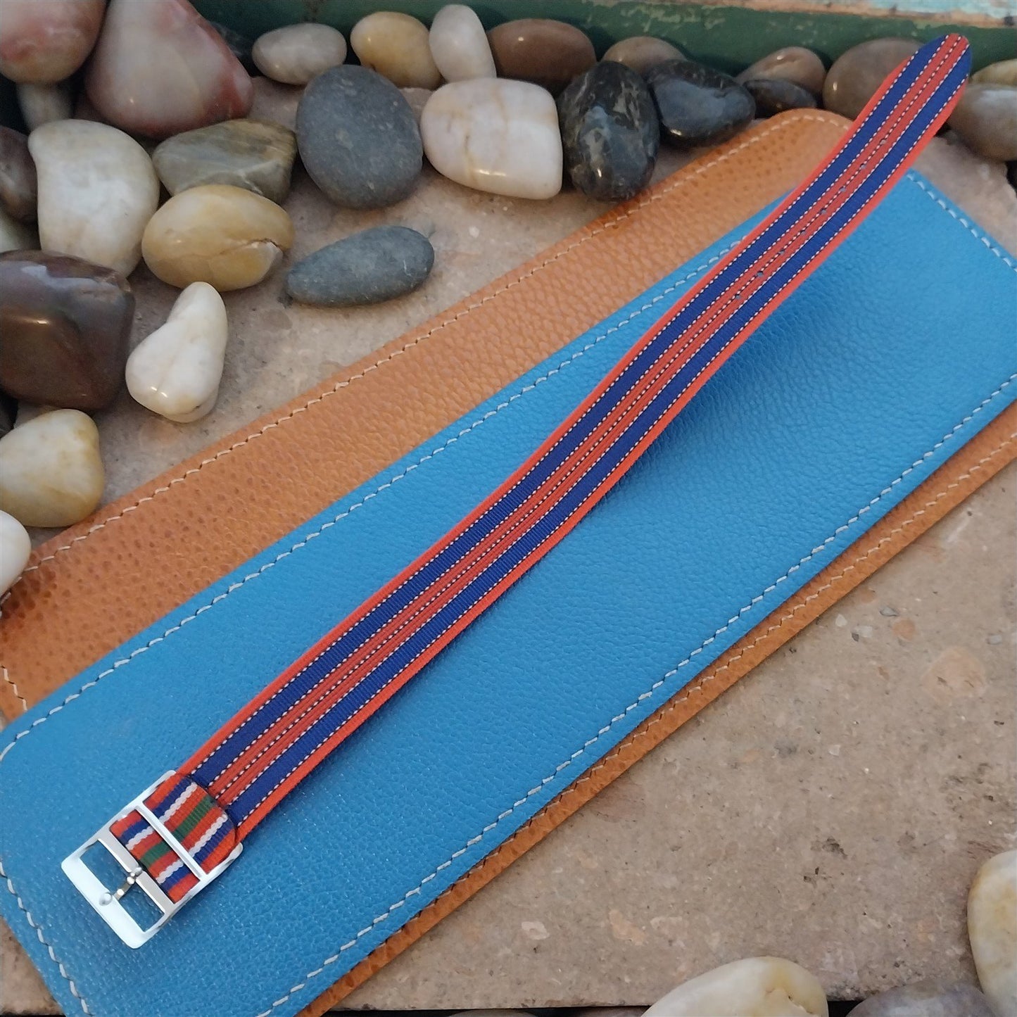 Vintage 18mm Reversible Striped Perlon Unused 1960s Single Pass Watch Band